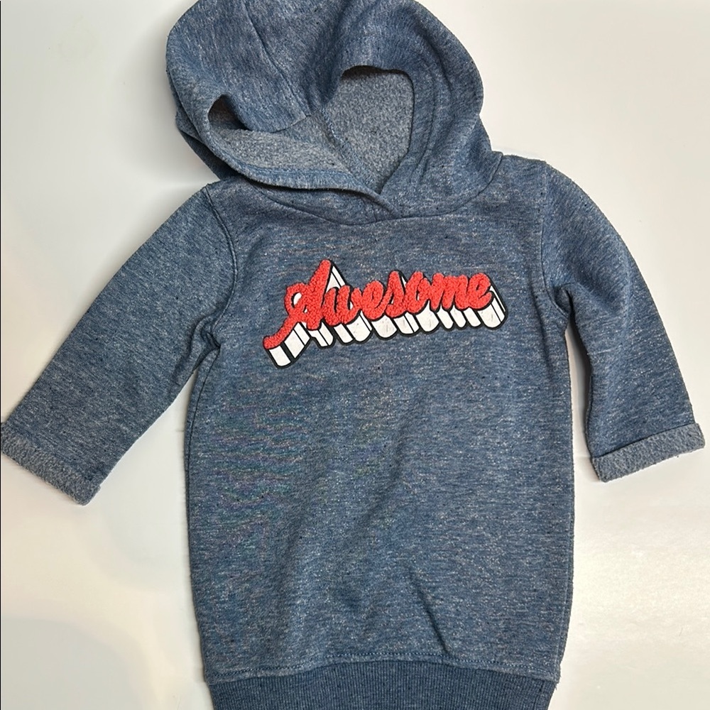 Blue Kids Hoodie with 'Awesome' Print